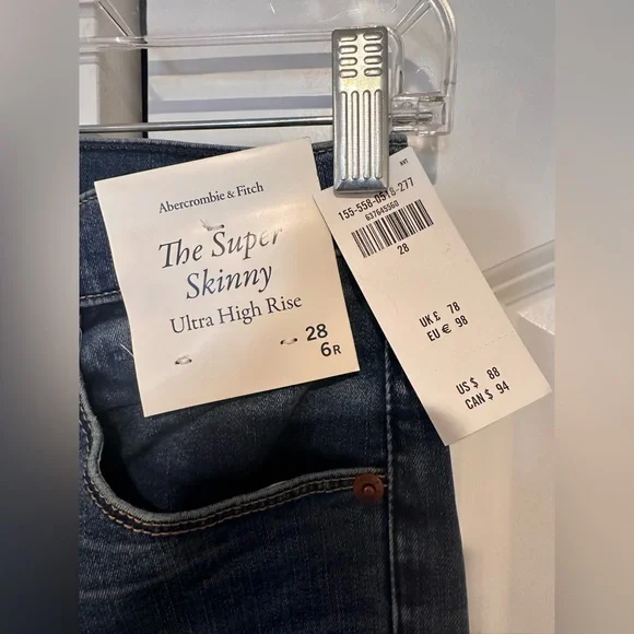 NWT - super skinny high rise distressed jeans - med/dark wash. - Picture 4 of 5